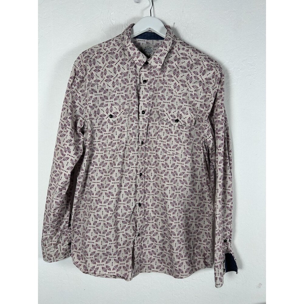 Moon Shine Spirit Sundial Southwestern Geo Print Long Sleeve Button Up Shirt XL